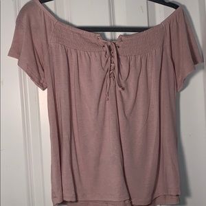Light Pink off the shoulder top with laced tie